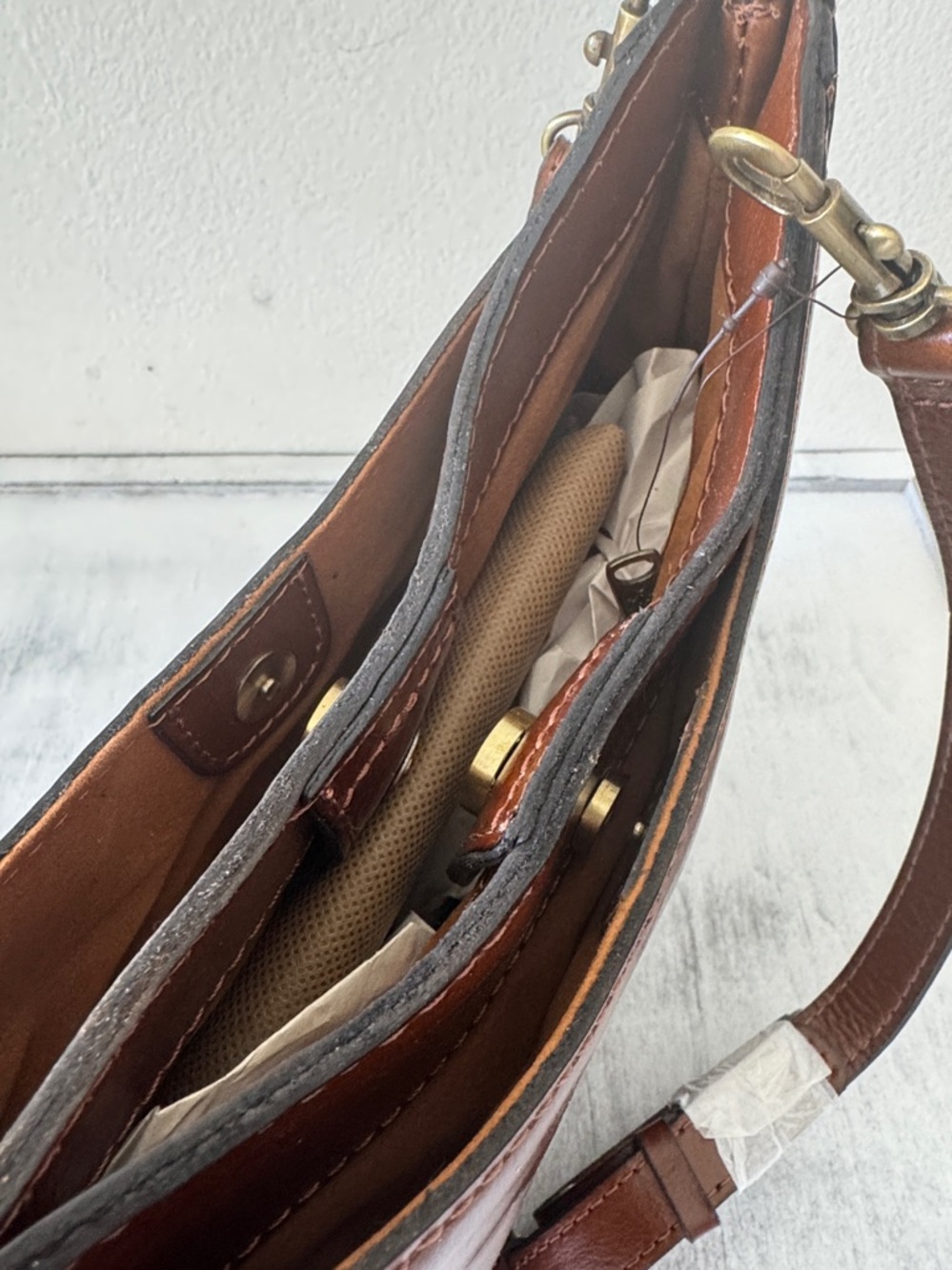 Patricia Nash Caletta Hobo Crossbody Bag Distessed VTG Leather Cognac - Picture 11 of 14